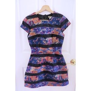 H+M purple printed dress with black stripes